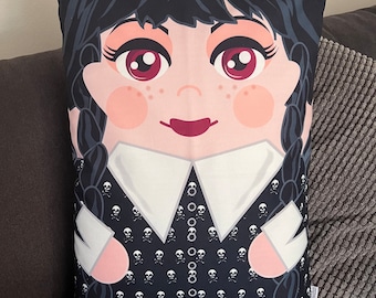 Adorable Wednesday Addams 'Hero Hugger' Decorative Pillowcase Custom Design Spooky Fun
