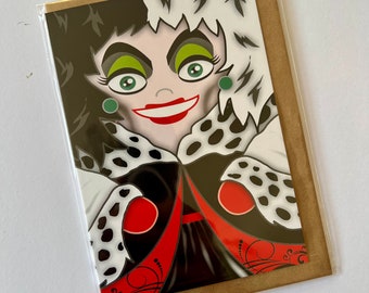 Cruella De Vil Icon A5 Greeting Card with envelope