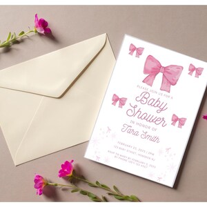 Bow Baby Shower Invitation for Baby Girl