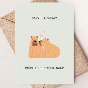 Capybara Geburtstagskarte, Geburtstagskarte des Capy-Geburtstagspaares, Punny Geburtstagskarte für Lebensgefährte