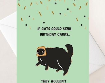 Tarjeta de cumpleaños divertida con temática de gatos