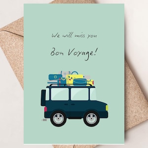 Bon voyage, vous partez, carte de voeux artistique, original, unique, adieu, au revoir, adieu, passons à autre chose, retraite