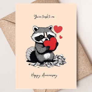 Carte d'anniversaire drôle de raton laveur, carte d'anniversaire vous êtes Trash pour moi