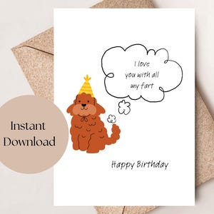 Carte d'anniversaire imprimable chien drôle, je t'aime avec tous mes pets, carte d'anniversaire Doodle pour lui/elle