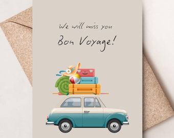 Bon Voyage Card, Quirky Farewell, Moving On, Retirement Greeting (A7 Card)