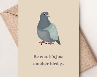 おもしろいハトの誕生日カード、面白い「ただの鳥の日」誕生日カード
