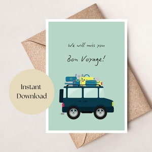 Imprimable Bon voyage, vous partez, carte de voeux artistique, original, unique, adieu, au revoir, si longtemps, on passe à autre chose, retraite