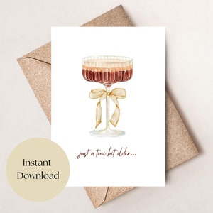 Carte d'anniversaire imprimable Martini Punny, Just a Tini Bit Older, carte d'anniversaire pour elle