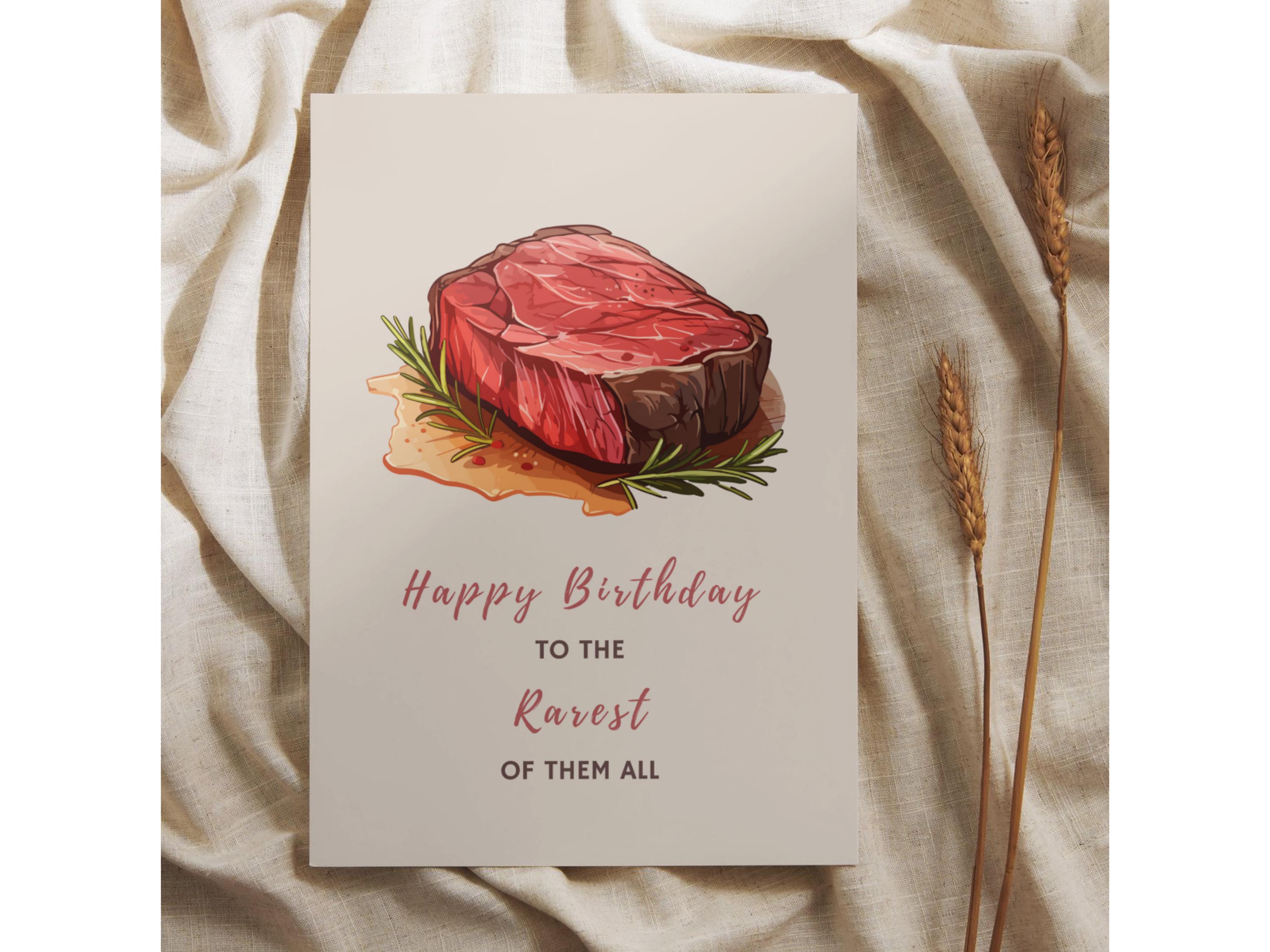 Printable Punny Birthday Card, Rarest of Them All Steak Birthday Card, Make No Misteak Funny ...