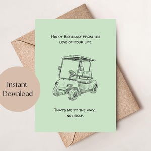 Cartão de aniversário engraçado para impressão para outra pessoa significativa, cartão de aniversário para ele/marido/esposa, cartão de aniversário para amante de golfe