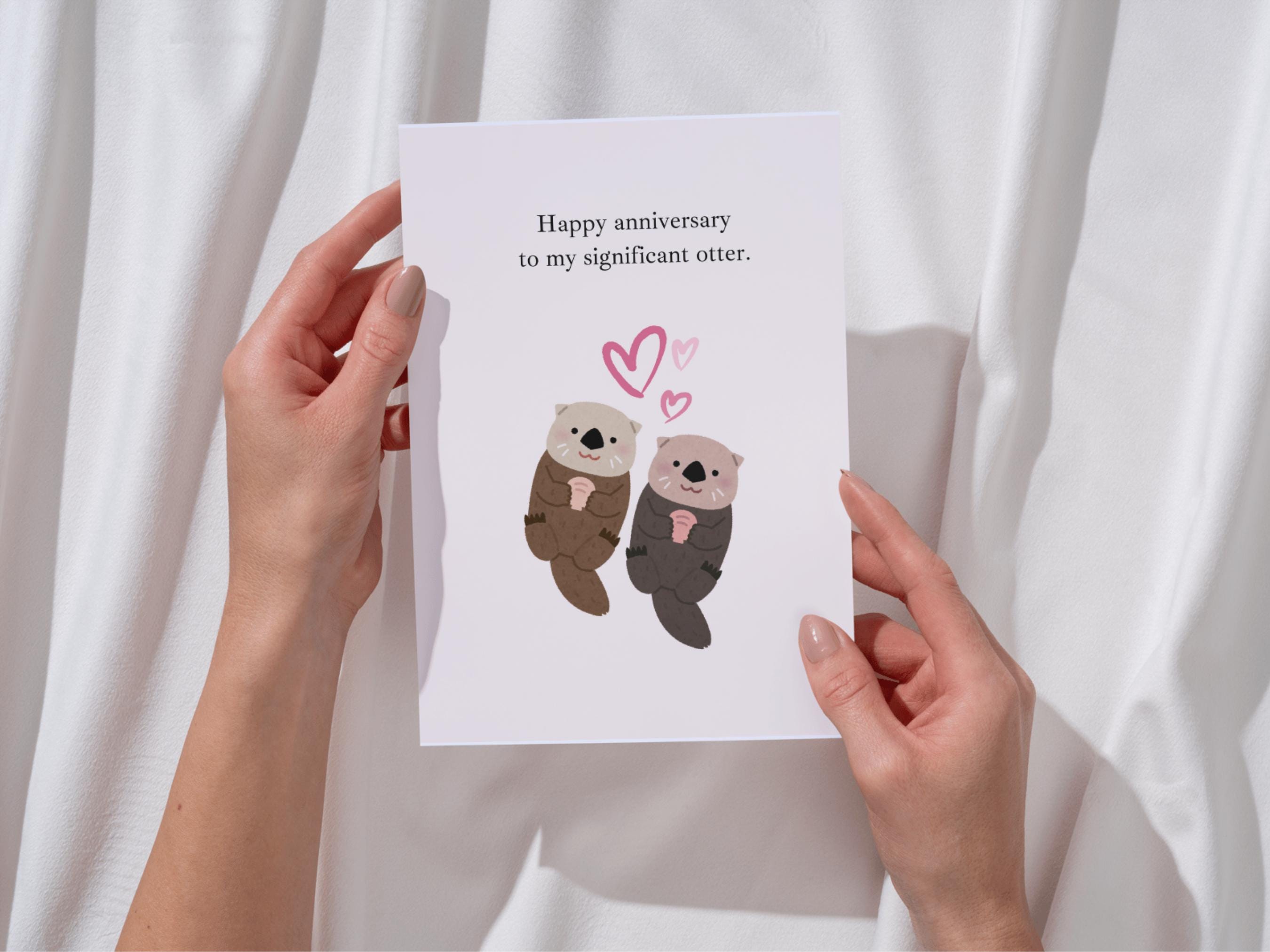 Cute Otters Holding Hands Valentine's Day Card
