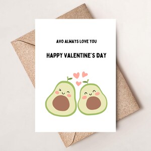 Punny Valentine&#39;s Day Card, Avo Always Love You, Avocado Valentine&#39;s Day Card