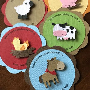 Farm Animal Favor Tags, Barn Birthday Party Goodie Bag Tag, Farm Baby Shower Thank You Labels