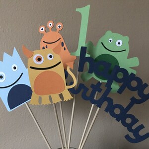 Monster Birthday Party Centerpiece, Little Monster Halloween 1st Birthday Decoration image 1