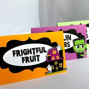 Halloween Voedsel Labels, Halloween Verjaardagsfeest Food Tent Kaarten, Frankenstein Party Decoratie, Spookhuis Plaats Kaarten, Heks, Set van 10