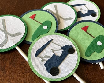 Golf Party Cupcake Toppers, Hole In One Birthday Decoration, Golf Retirement Party Decoration, Set of 12