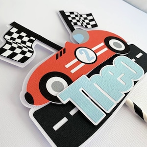Vintage Race Car Cake Topper, Two Fast Birthday Party Decoration, Fast One Cake Topper, First Lap Personalized Retro Race Car Topper