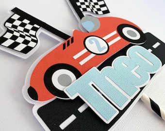 Personalized Race Car Cake Topper, Two Fast Birthday Decoration, Fast One Party Cake Pick, First Lap Around TheTrack