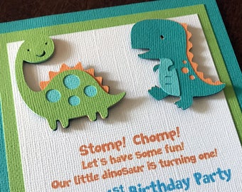 Dinosaur Birthday Party Invitations, Dino Baby Shower Invitation, Set of 12