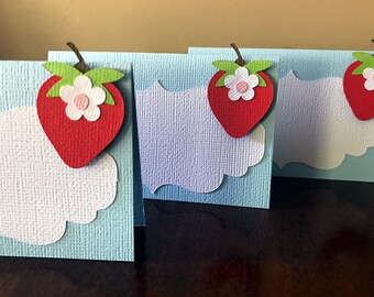 Strawberry Food Tent Cards, Berry Sweet 1st Birthday Party Place Cards, Baby Shower Food Labels, Set of 10