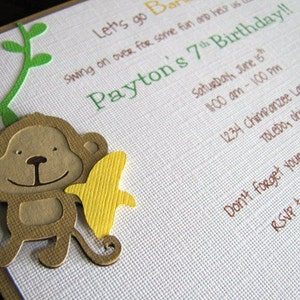 Monkey Party Invitations, Jungle Birthday Party, Safari Baby Shower Invites, Set of 12 image 5