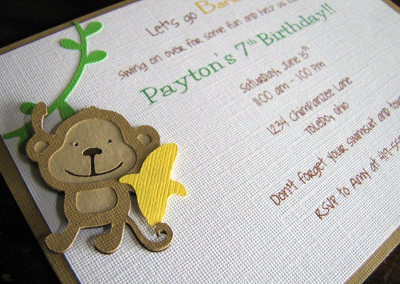 Monkey Party Invitations, Jungle Birthday Party, Safari Baby Shower Invites, Set of 12 image 5