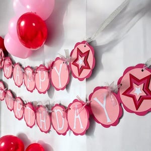 Star Party Banner, Mädchen Puppe Geburtstagsfeier, American Party Dekoration, Rosa Mädchen Stern Geburtstag Zeichen