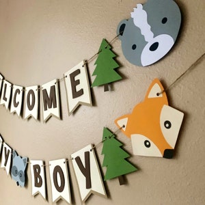 Woodland Baby Shower Banner,Forest Animal Birthday Party Decoration,Wild One Banner,Camping Party Decoration,Woodsy Decoration