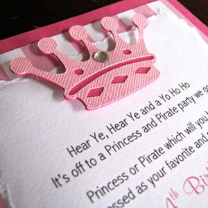 Princess and Pirate Party Invitations, Set of 12 image 1