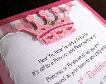 Princess and Pirate Party Invitations, Set of 12