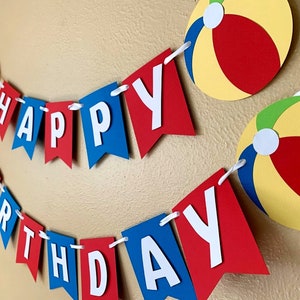 Pancarta para fiesta de pelota de playa, decoración para fiesta en la piscina, letrero para fiesta de cumpleaños de verano