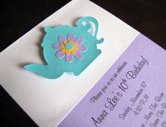 Tea Party Invitations, Teapot Invitations, Tea Party Baby Shower, Tea Party Birthday Invitation, Tea Shower Invitation, Teapot, Set of 12 Il_570xn