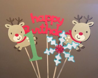 Reindeer Party Centerpiece, Rudolph Birthday Decoration, Christmas Centerpiece
