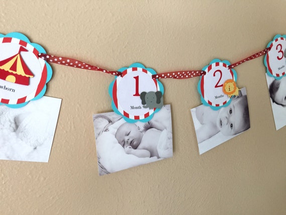 Circus Party Photo Banner, Carnival Time Line Banner, Circus 1st Year Banner, Circus Party Decoration, Carnival Birthday Banner Il_570xn
