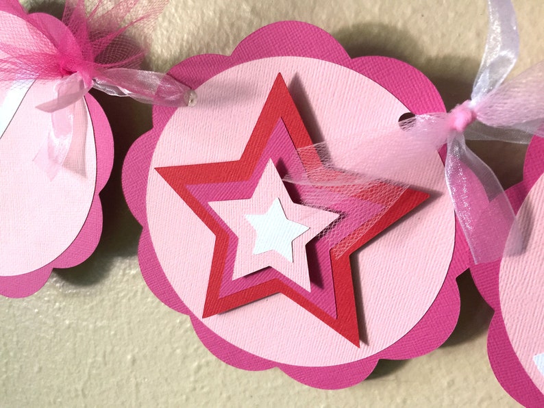 American Favor Tag Pink Star Favor Tag Girl Doll Party Favor Star Party Favor Tag Girl Birthday Party Set of 12 Personalized Favor Tag