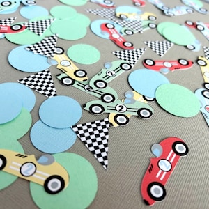Confete para festa de carro de corrida retrô, decoração de aniversário "Dois Velozes", confete vintage "Um Velozes", decoração de chá de bebê de corrida vintage