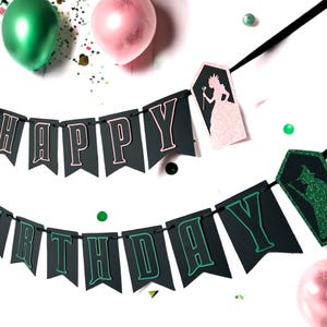 Good Witch Bad Witch Party Banner, Pink Green Birthday Decoration, Witch and Princess Sign