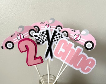 Girl Two Fast Centerpiece, Pink Race Car Party Decoration, Fast One Birthday, Retro Racing Table Decor, Need Four Speed