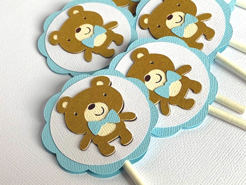Teddy Bear Cupcake Toppers Bear Baby Shower Cupcake Topper Etsy