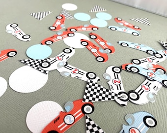 Vintage Race Car Confetti, Two Fast Birthday Party Decoration, Fast One Party Confetti, Racing Birthday Decor