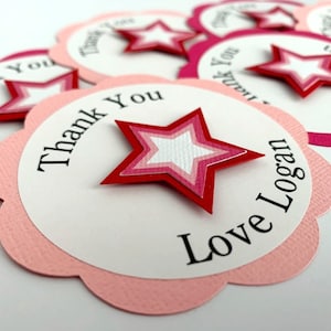 Star Party Thank You Tags, Personalized American Birthday Favor Tags, Girl Doll Party Goodie Bag Tags