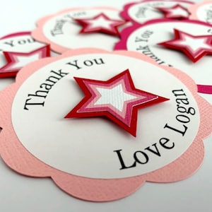 Star Party Thank You Tags, Personalized American Birthday Favor Tags, Girl Doll Party Goodie Bag Tags image 1