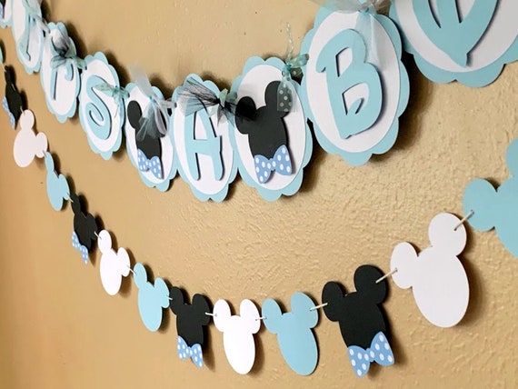 Mickey Mouse Baby Shower Banner, Mickey First Birthday Decoration, Boy Party Garland Il_570xn