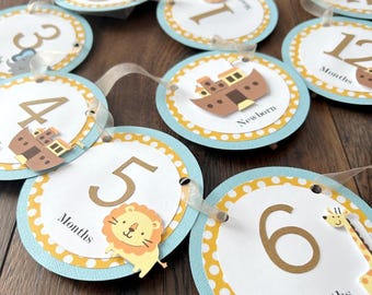 Noah's Ark Milestone First Year Photo Banner, 12 Month Picture Garland