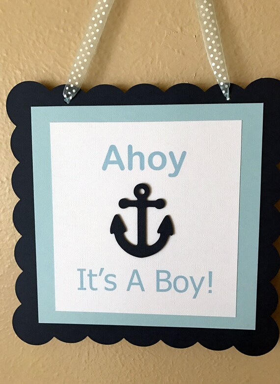 Nautical Party Door Sign, Ahoy It's A Boy Baby Shower Welcome Sign Il_570xn