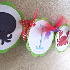 Under The Sea High Chair Banner, Sea Animal Birthday Party, Pool Party Decoration image 2