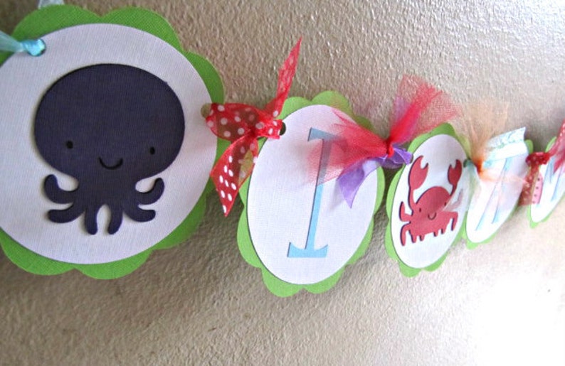 Under The Sea High Chair Banner, Sea Animal Birthday Party, Pool Party Decoration image 2