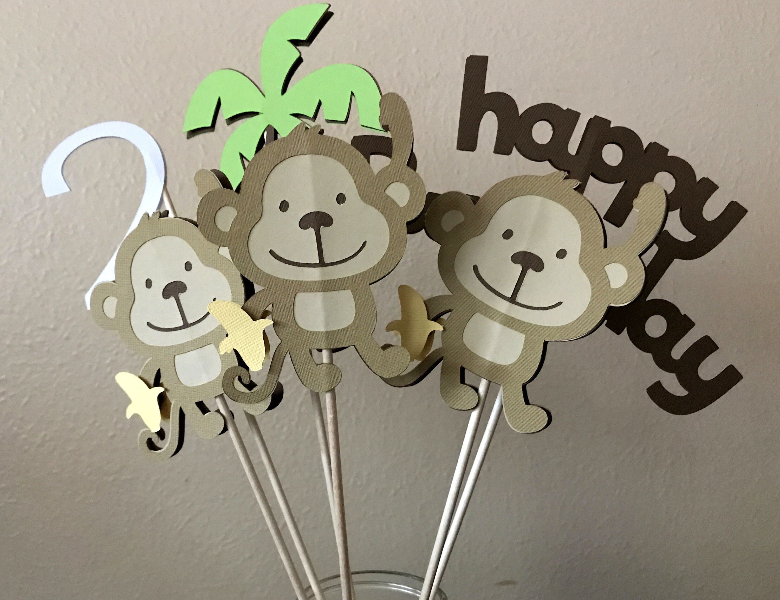 Monkey Boy First Birthday High Chair Banner - Foldable Decoration For Baby's 1st Birthday Party