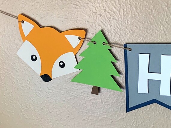 Woodland Party Banner, Forest Animal Birthday Banner, Wild One Birthday Decoration, Camping Party Banner Il_570xn