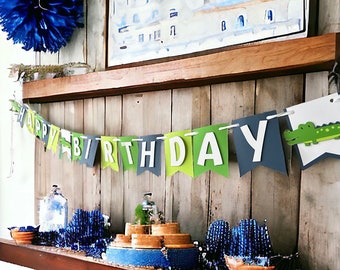 Alligator Party Banner, Crocodile Birthday Sign, Reptile Party Decoration, Gator Baby Shower